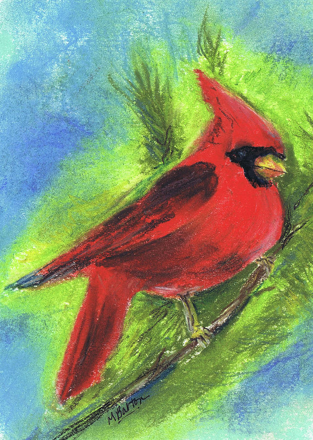 Arizona Cardinal Pastel by Marilyn Barton