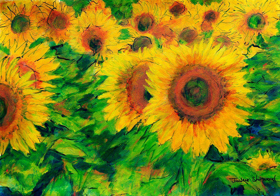 Arles Sunflowers Painting by Jackie Sherwood