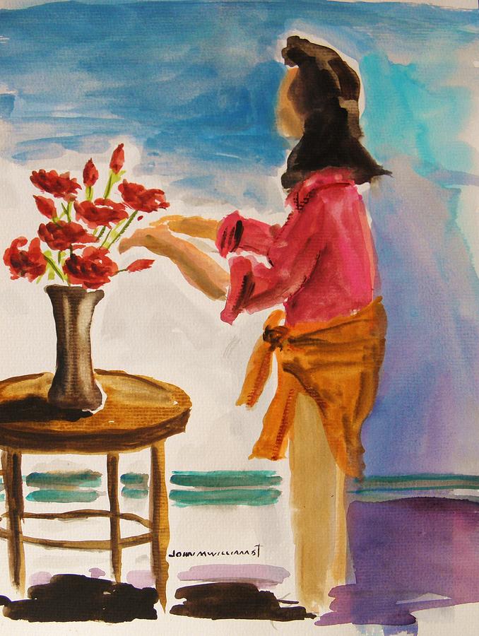 Arranging My Roses Painting by John Williams