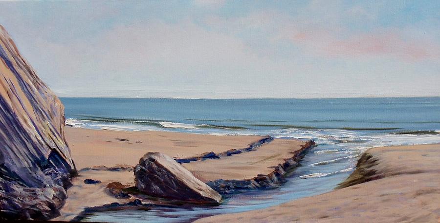Arroyo Burro Creek at Hendrys Beach Painting by Jeffrey Campbell