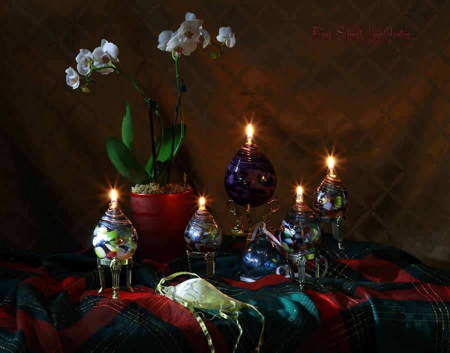 Art Glass with Orchids Photograph by Frank Schmidt - Fine Art America