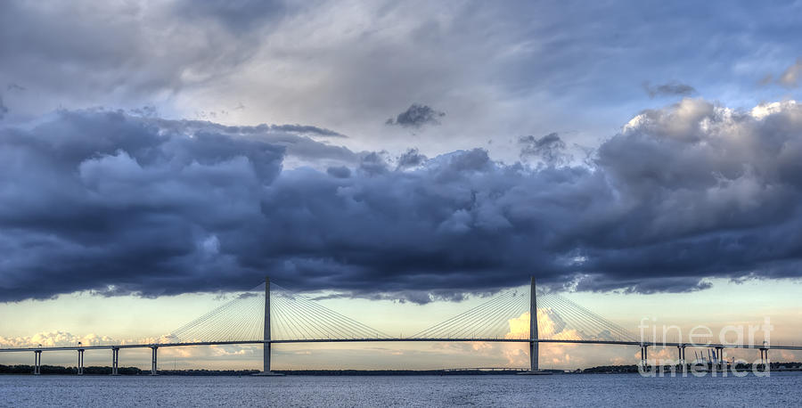 Arthur Ravenel Jr Bridge Charleston SC Cooper River Storm Clouds Photograph by Dustin K Ryan