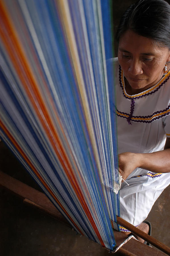 artisan weaving with a loom vertically. Department of Santa Cruz ...