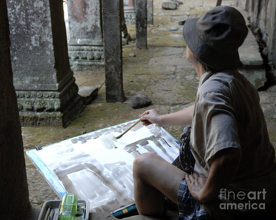 Artist At Ankor Wat Photograph by Bob Christopher