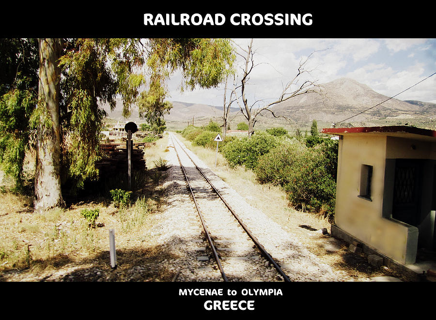 Artistic Railroad Crossing in Panoramic Cinemascope View on the Way from Mycenae to Olympia Greece Photograph by John Shiron