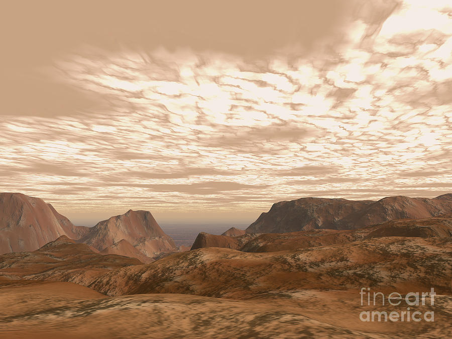 Space Digital Art - Artists Concept From Atop Olympus Mons by Walter Myers