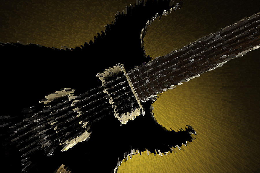 Artsy Guitar Gold Background Photograph by M K Miller