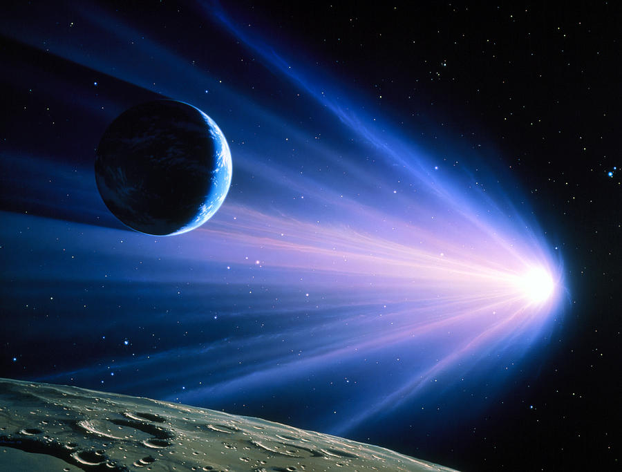 Artwork Of A Comet Passing Earth Photograph by Joe Tucciarone
