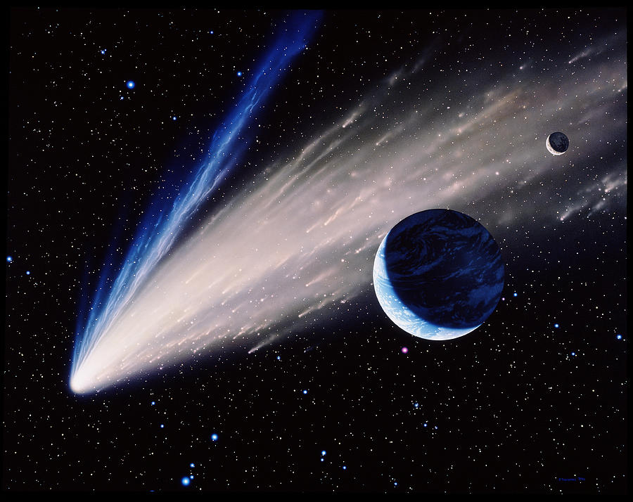 Artwork Of A Comet Passing The Earth Photograph by Joe Tucciarone ...