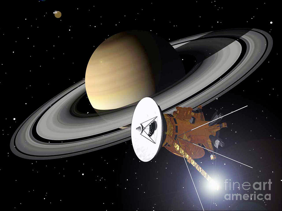 Artwork Of Cassini Approaching Saturn Photograph by Nasa
