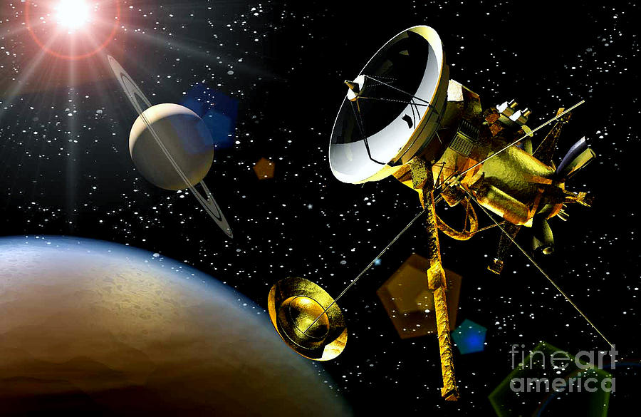 Artwork Of Huygens Probe Approaching Photograph by Nasa