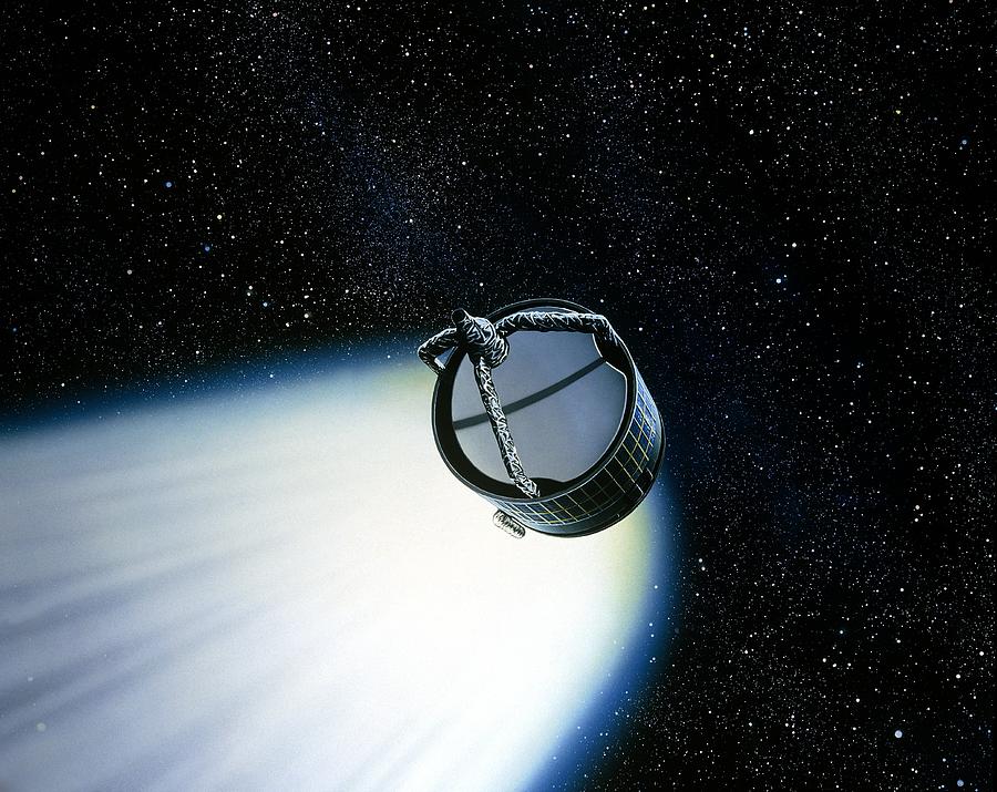 Giotto Spacecraft Photograph - Artwork Showing Giotto Nearing Halleys Comet by David Parker
