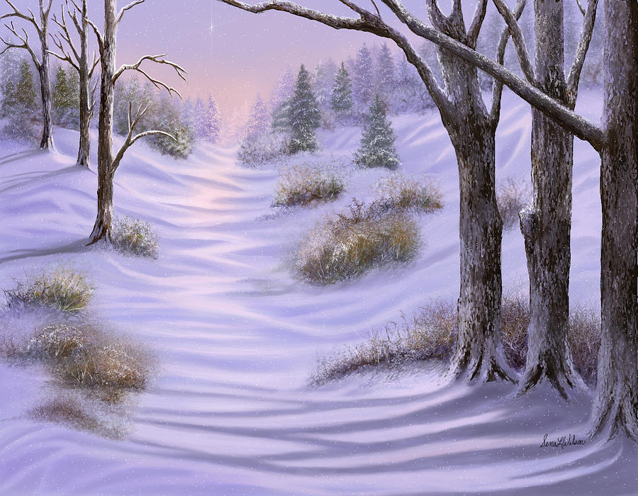 As Snow Falls Comes Silence Painting by Sena Wilson