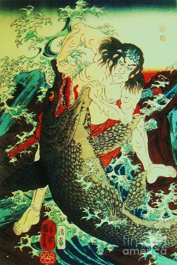Fantasy Painting - Asahina Saburo and the crocodile by Thea Recuerdo