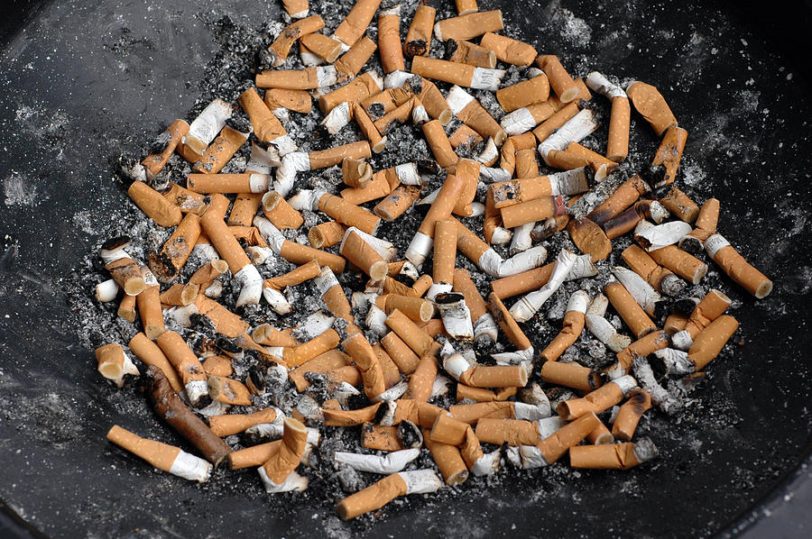 Ashtray full of cigarette stubs Photograph by Matthias Hauser