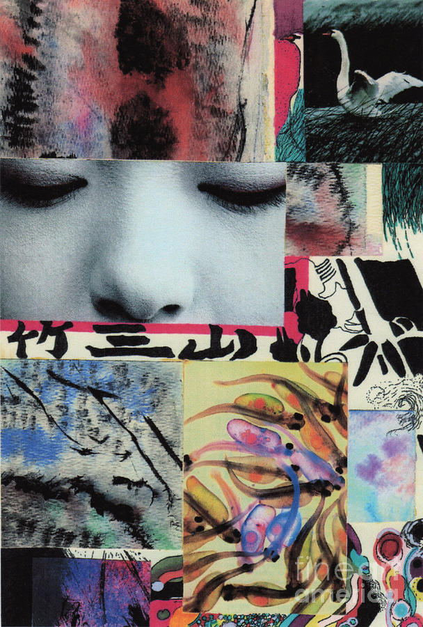 Face With Designs Collage 1 Mixed Media by Christine Perry