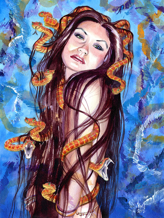 Snake Painting - Asian Medusa by Ken Meyer jr