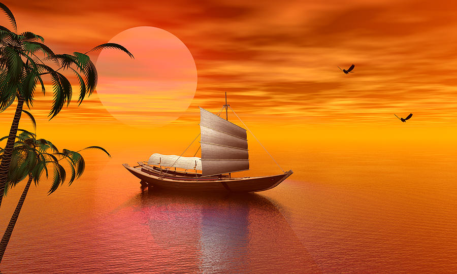 Asian Sunset Digital Art by John Junek