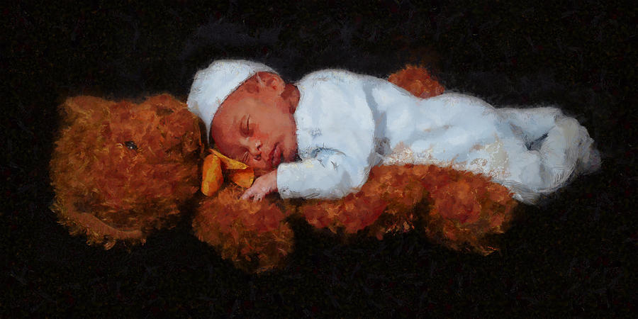 Bear Painting - Asleep on Teddy by Christopher Lane