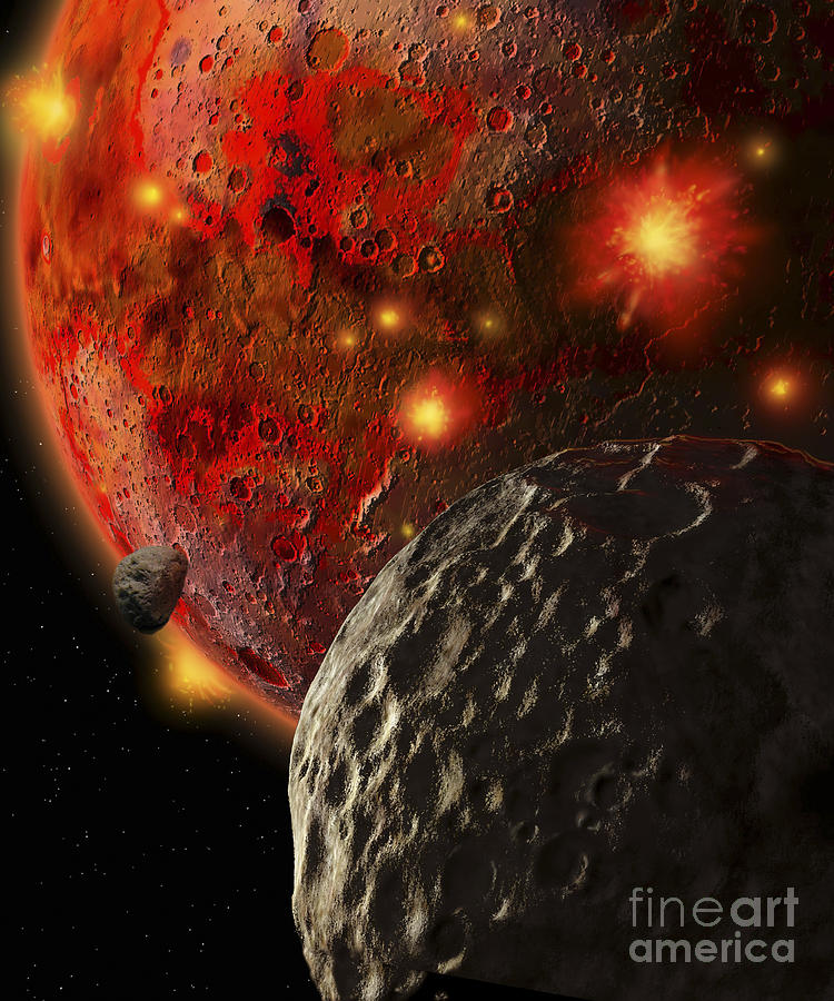 Asteroid Impacts On The Early Earth Digital Art by Ron Miller