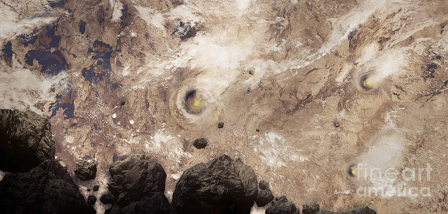 Armageddon Digital Art - Asteroids Heading Toward Earth by Tomasz Dabrowski