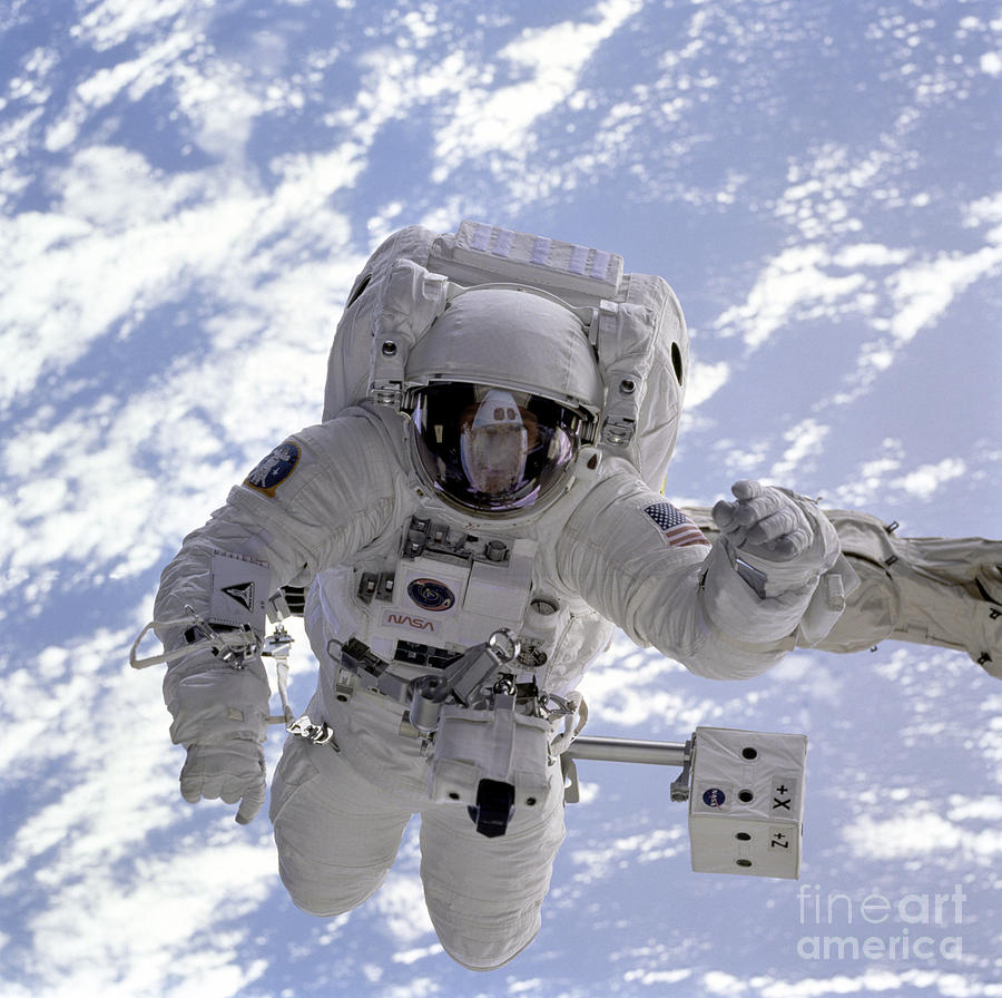 Astronaut Photograph - Astronaut Gernhardt On Robot Arm by Nasa