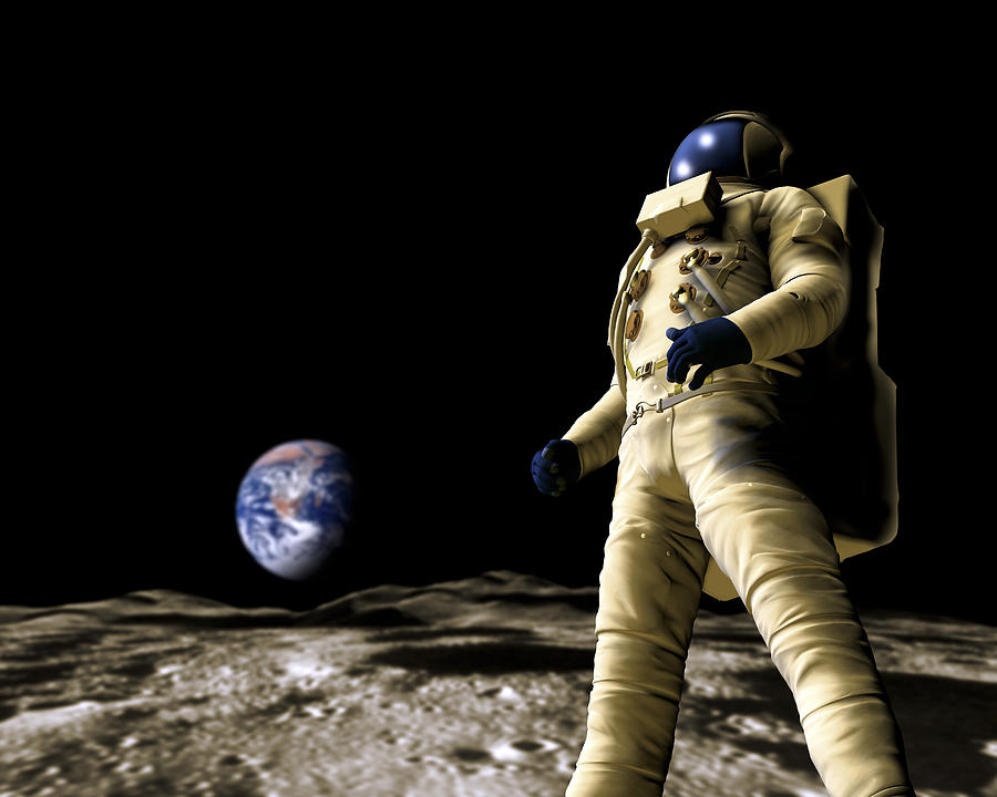 Planet Photograph - Astronaut On The Moon by Victor Habbick Visions