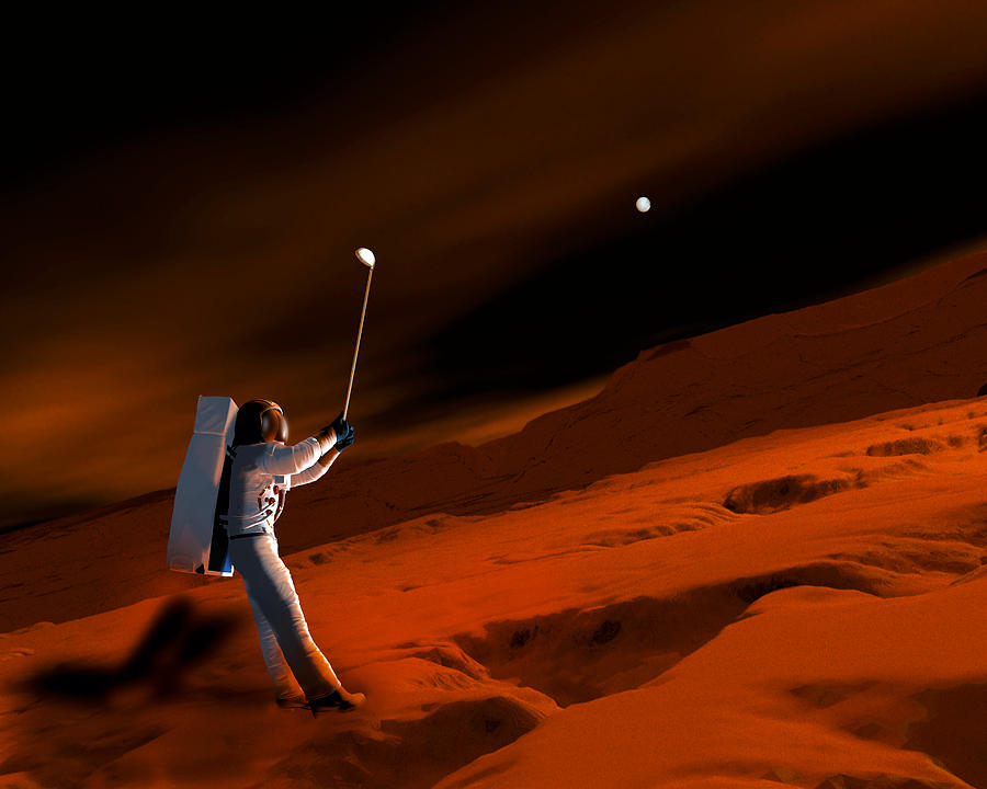 Golf Photograph - Astronaut Playing Golf On Mars by Victor Habbick Visions