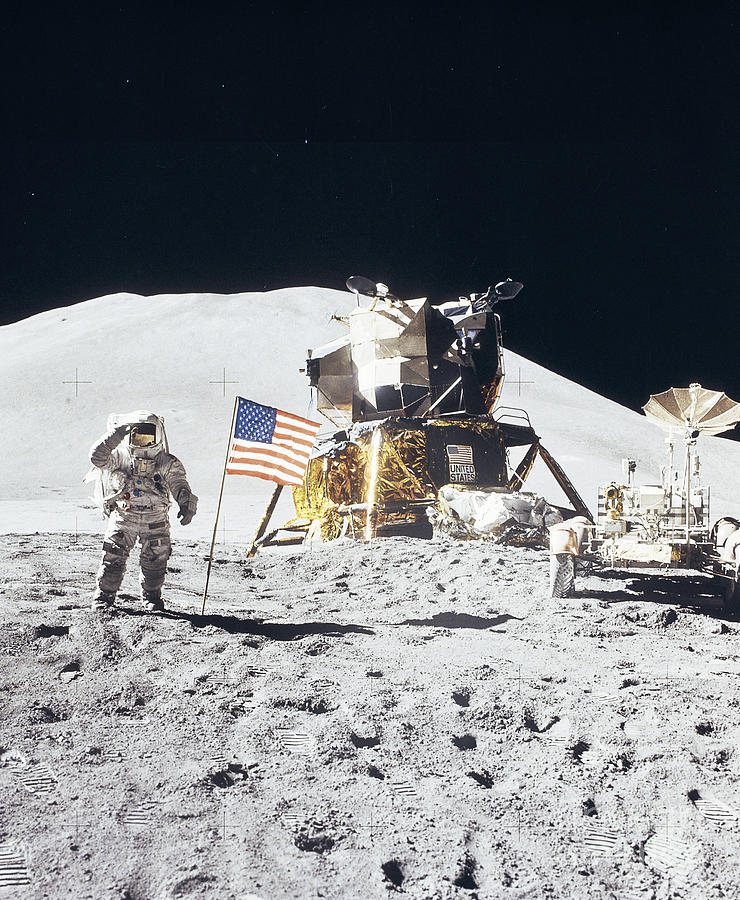 Astronaut Saluting The Flag On The Moon Photograph by Nasa