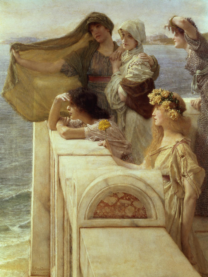 Greek Painting - At Aphrodites Cradle by Lawrence Alma-Tadema