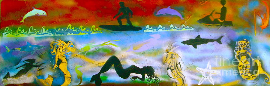 Mermaid Painting - At Sea Gold by Tony B Conscious