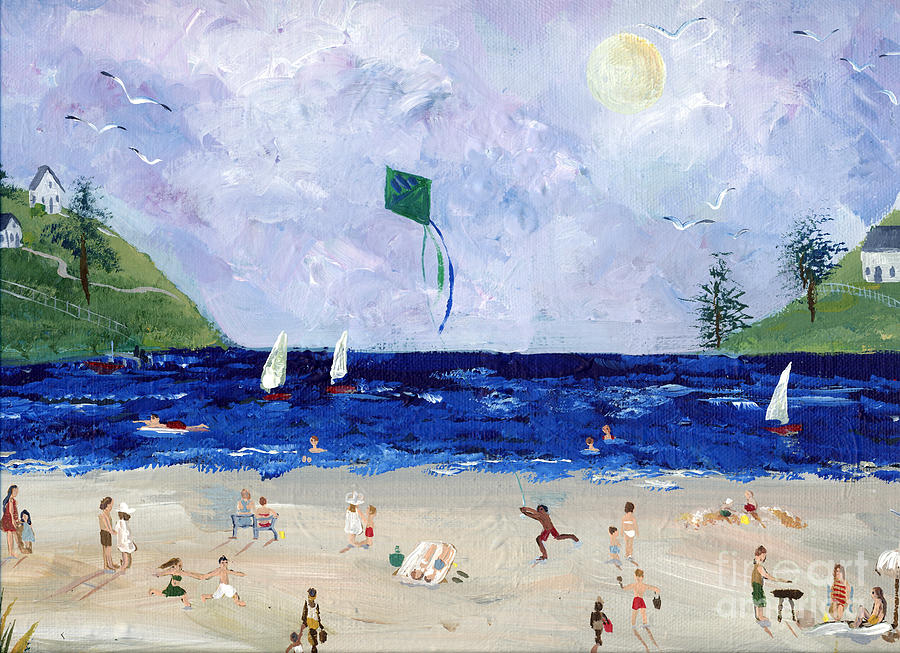 At The Beach Painting by Follow Themoonart At The Beach Painting by Follow Themoonart