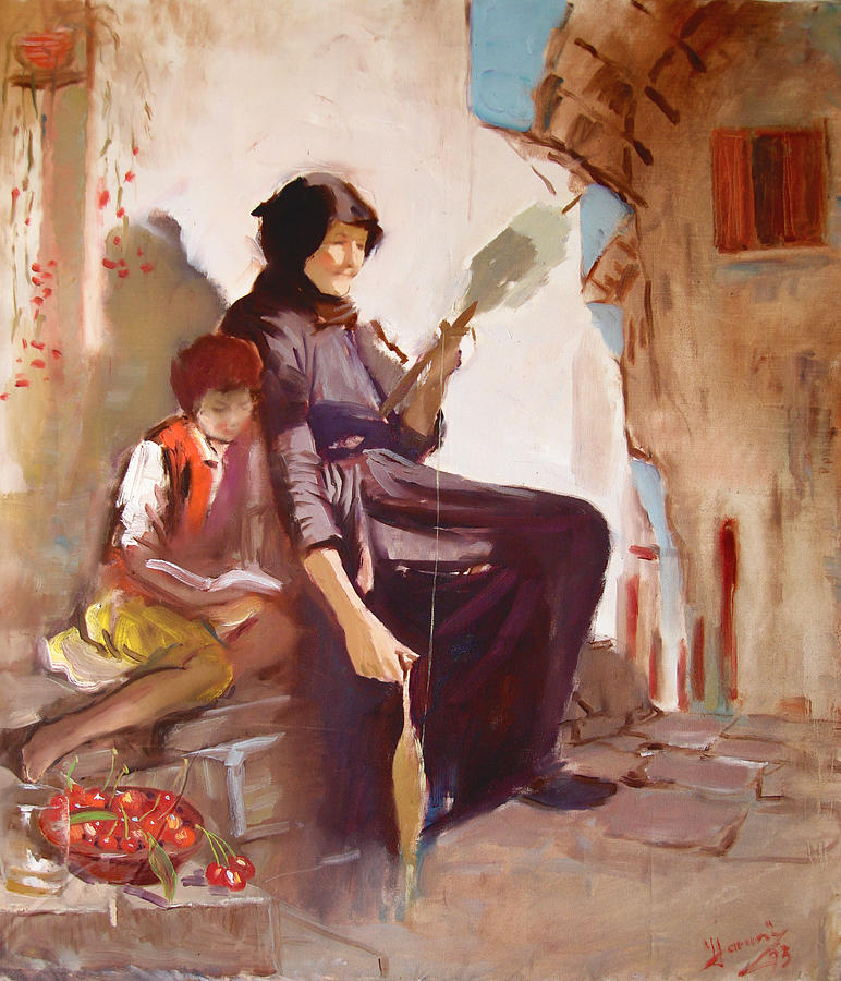 Portrait Painting - At the Doorstep by Ylli Haruni