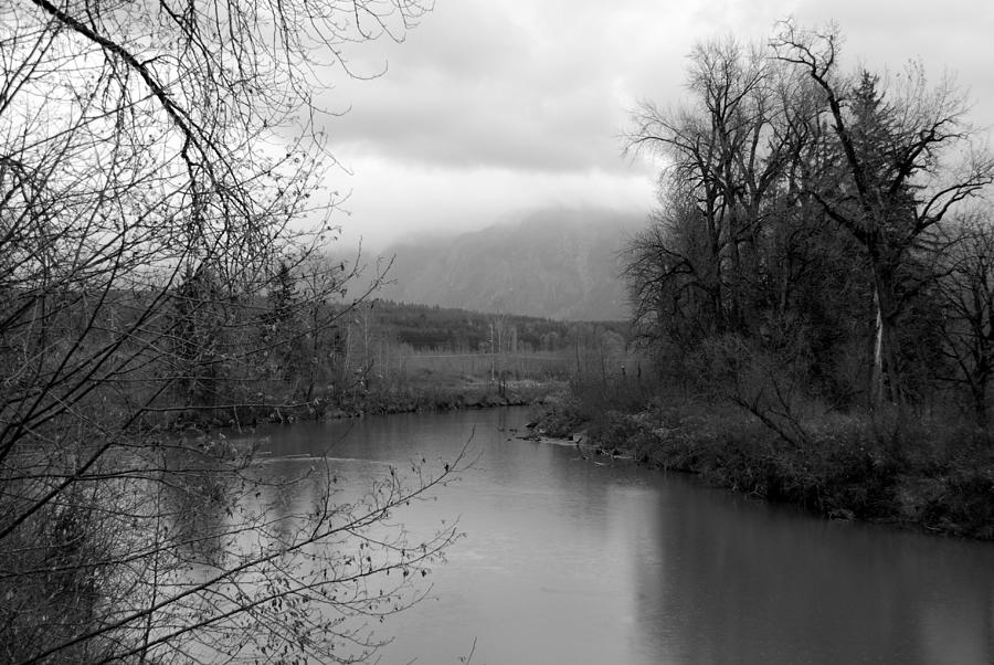 At the River Turn BW Photograph by Kathleen Grace