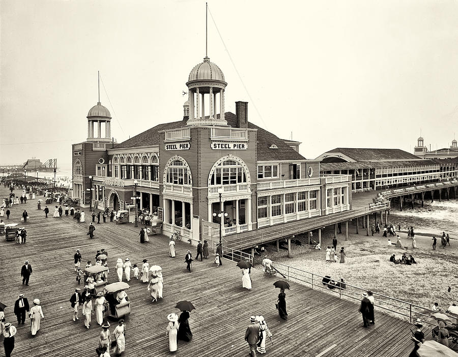 Vintage Photograph - Atlantic City Steel Pier 1910 by Bill Cannon