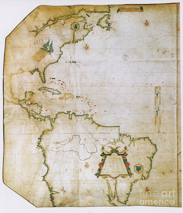 Atlantic Ocean, Map From 1601 Photograph by Photo Researchers