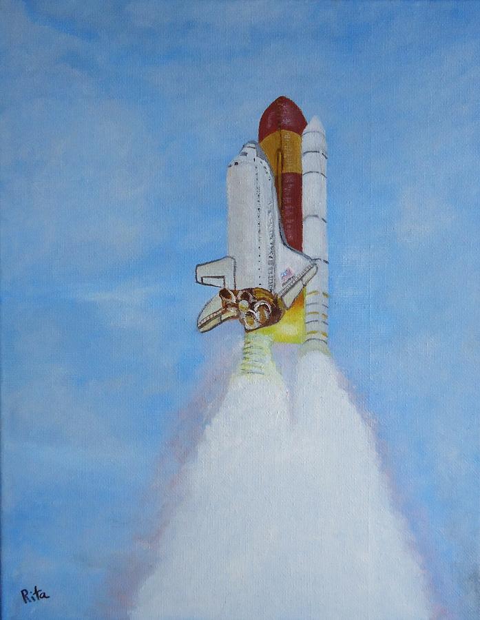 Atlantis Final Launch Painting by Rita Tortorelli