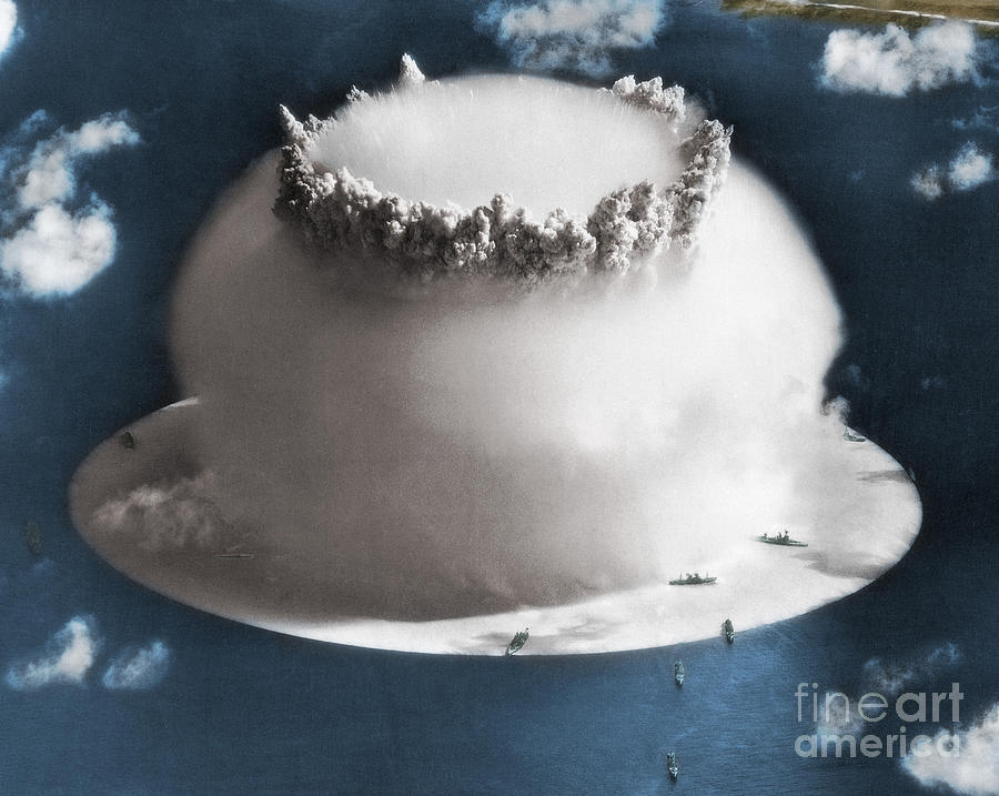 Enhanced Photograph - Atomic Bomb Test Bikini Atoll 1946 by Photo Researchers