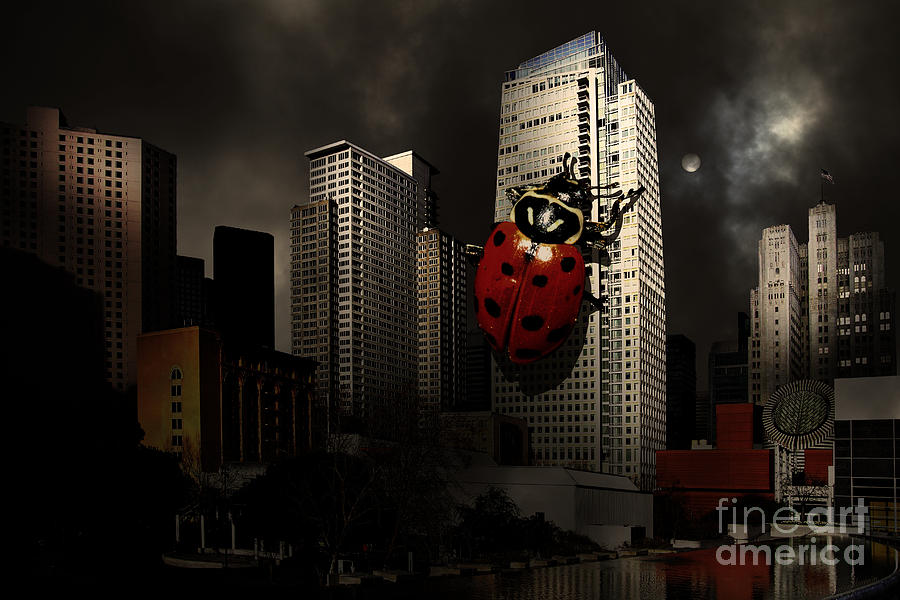 Attack of The Giant Killer Ladybug of San Francisco . 7D4262 Photograph by Wingsdomain Art and Photography