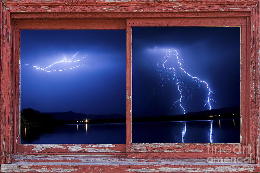 August Storm Red Barn Picture Window Frame Photo Art View Photograph by James BO Insogna