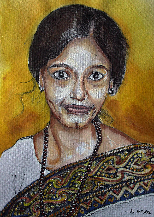 Aunty in Hyderabad Painting by John Arnold Lafuente - Pixels