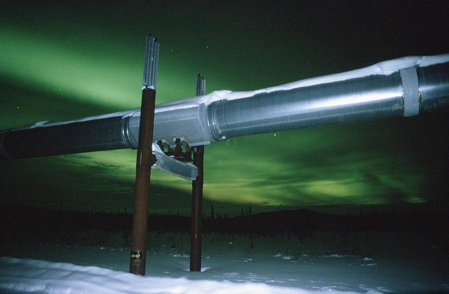 Aurora Borealis Over Pipeline Photograph by Matthias Breiter