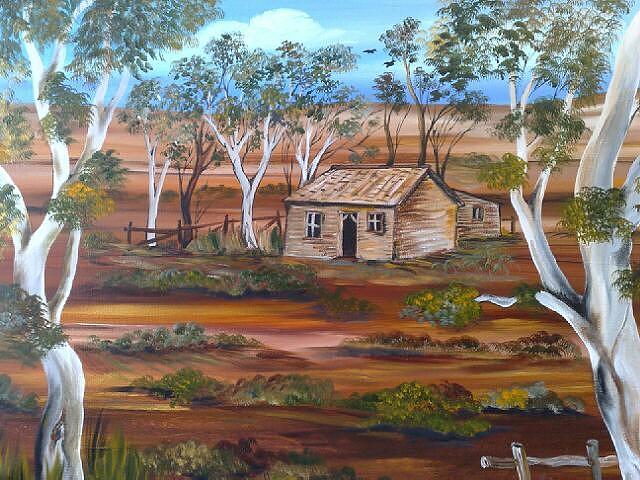 Australian outback cabin Painting by Roberto Gagliardi