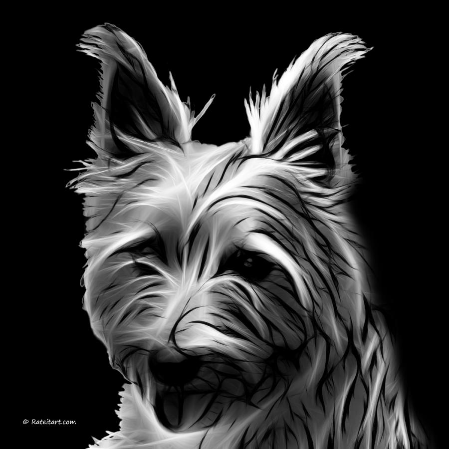 Australian Terrier Pop Art - Greyscale Digital Art by James Ahn