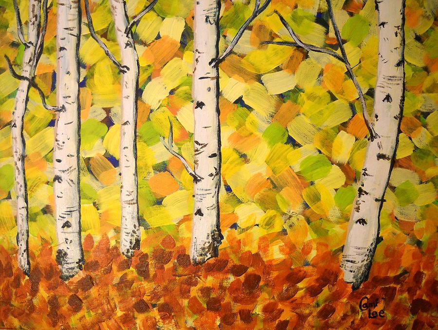Autumn Aspens Painting by Cami Lee