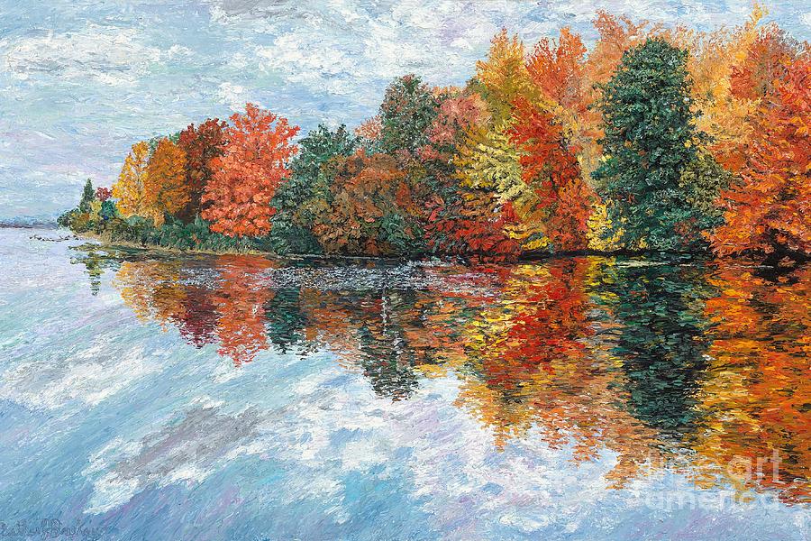 Landscape Painting - Autumn At Beach Pond by Esther Brokaw