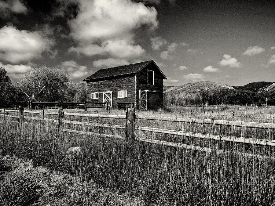 Autumn Barn Black and White Photograph by Joshua House