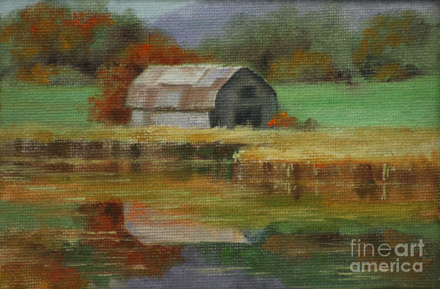 Autumn Barn Painting by Linda Eades Blackburn