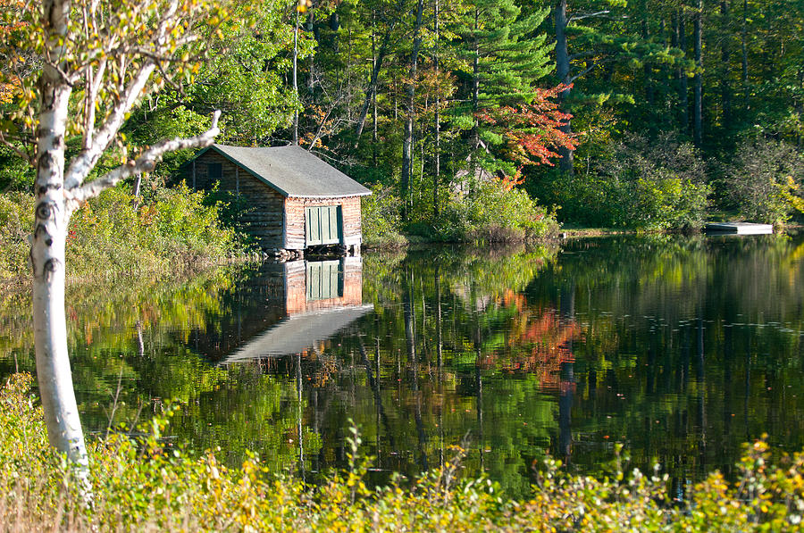 Autumn Boat House Photograph by Paul Mangold