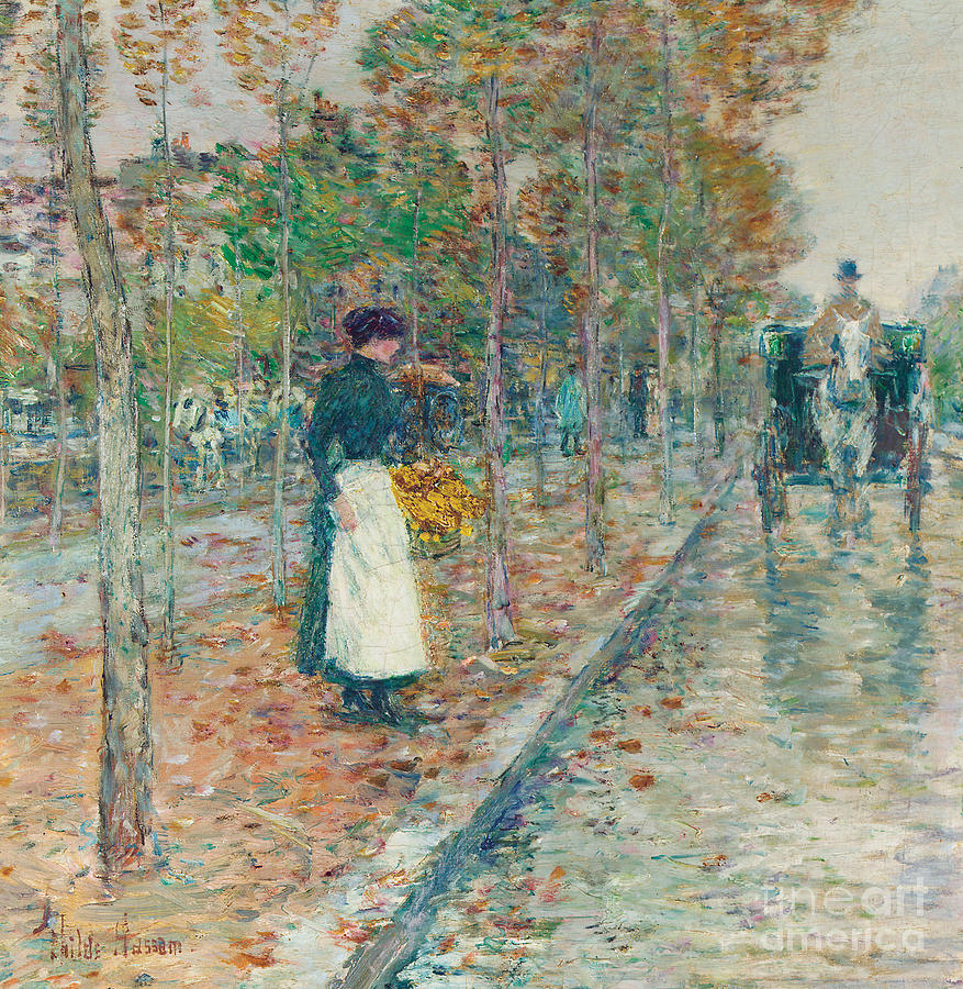 Autumn Boulevard in Paris Painting by Childe Hassam